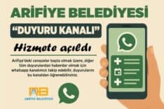 Arifiye Belediyesinin whatsapp duyuru kanalı hizmete girdi.